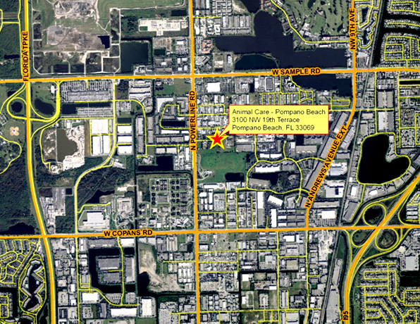 Map to Pompano Beach Adoption Center