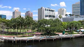 Skyline and Riverwalk area of Downtown Fort Lauderdale