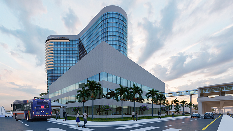 Preliminary rendering of the Airport, Seaport, Convention Center Connector project station at the Broward County Convention Center.