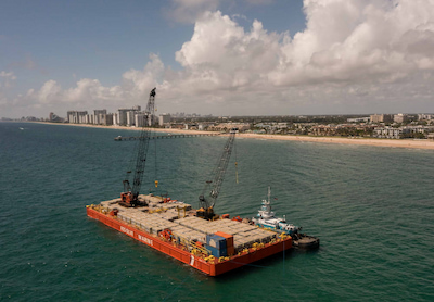 Deployment of the reef modules offshore of Lauderdale-By-The-Sea.