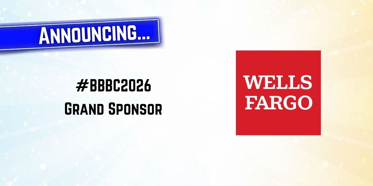 Blue banner that reads "Announcing..." above the text "#BBBC2026 Grand Sponsor" next to a red Wells Fargo logo