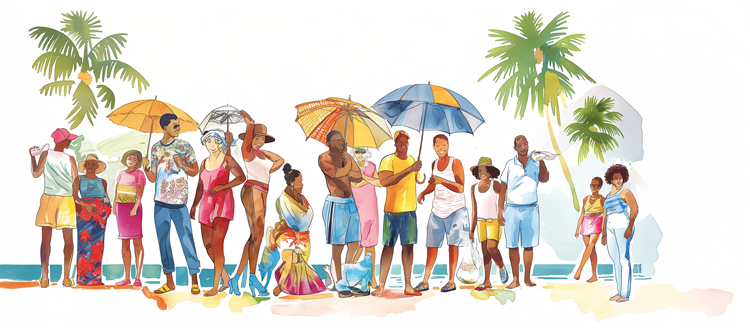Generative image of local residents on a hot day.