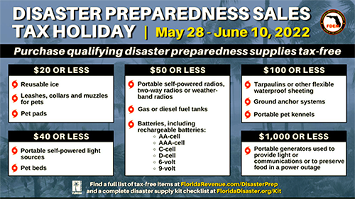 Disaster Preparedness Sales tax Holiday