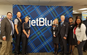Autism in Flight program JetBlue staff with Commissioner Sharief.