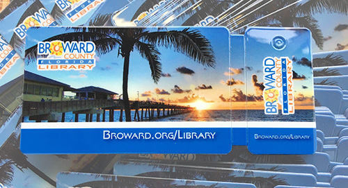 broward county library cards featuring pier and ocean