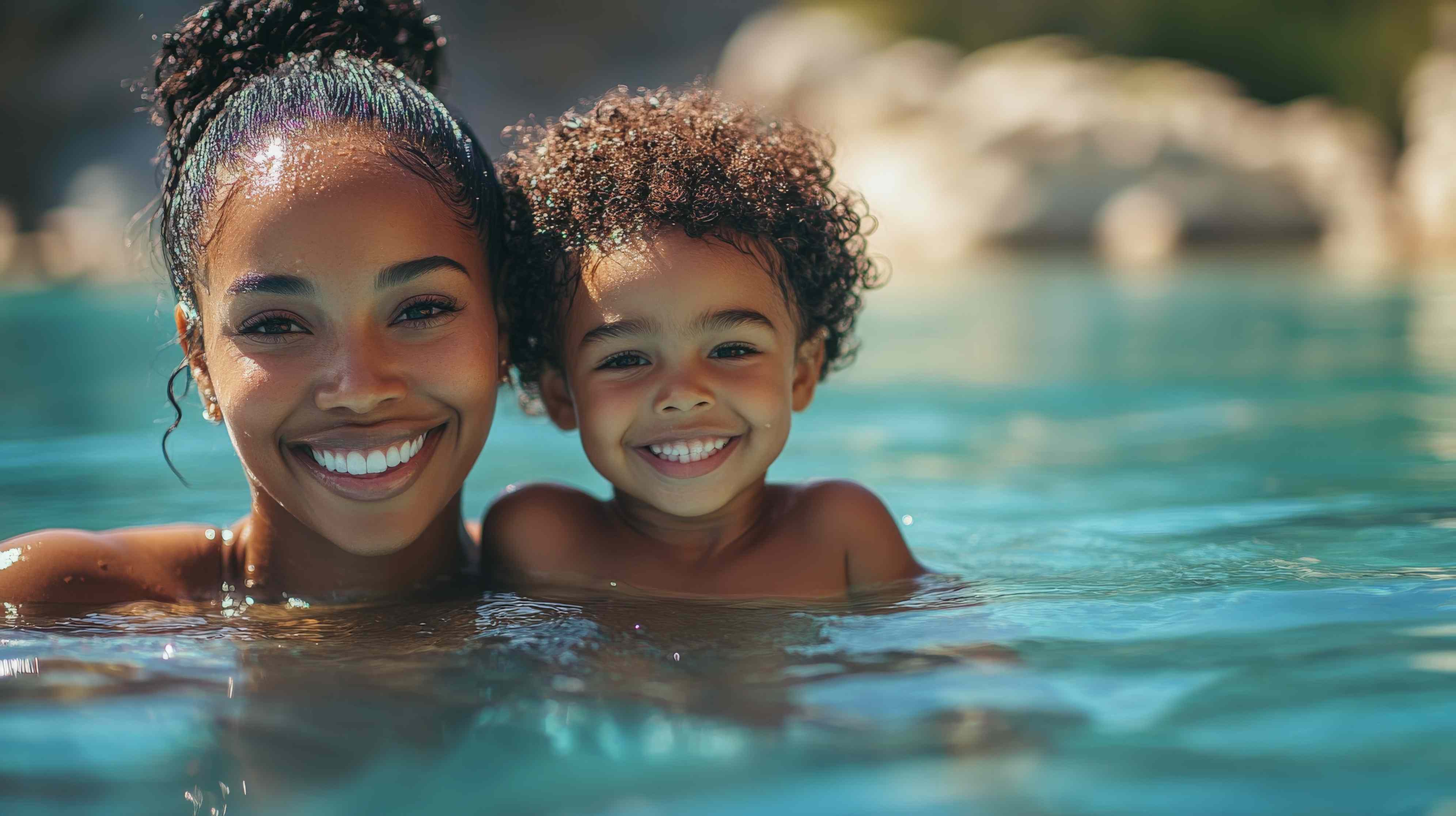 Mother and Child in Pool