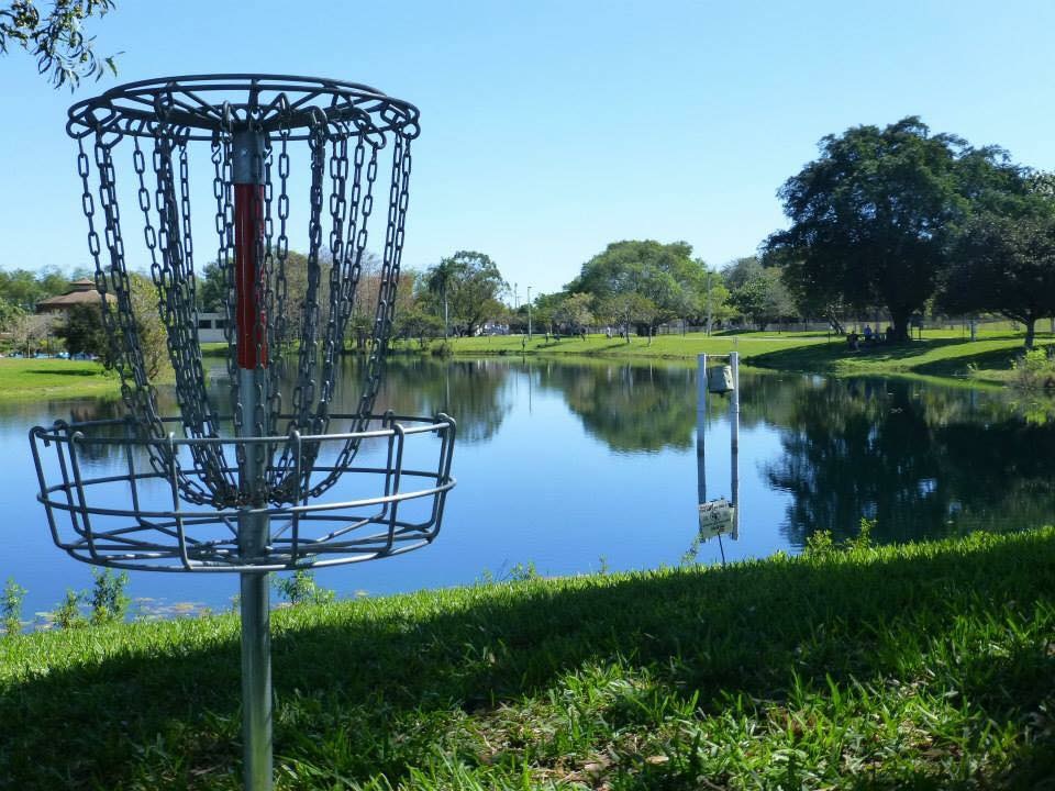 Disc Golf Basket near lake
