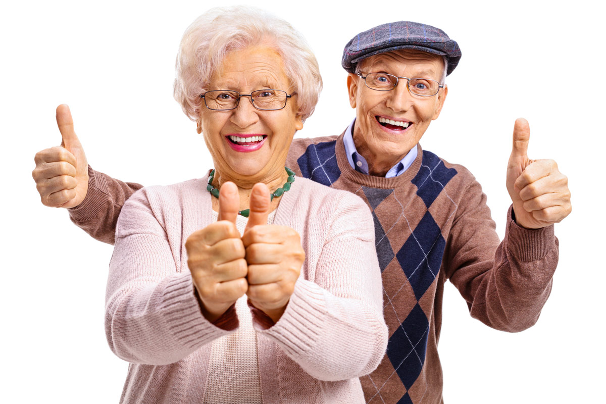 Retired Couple with thumbs up