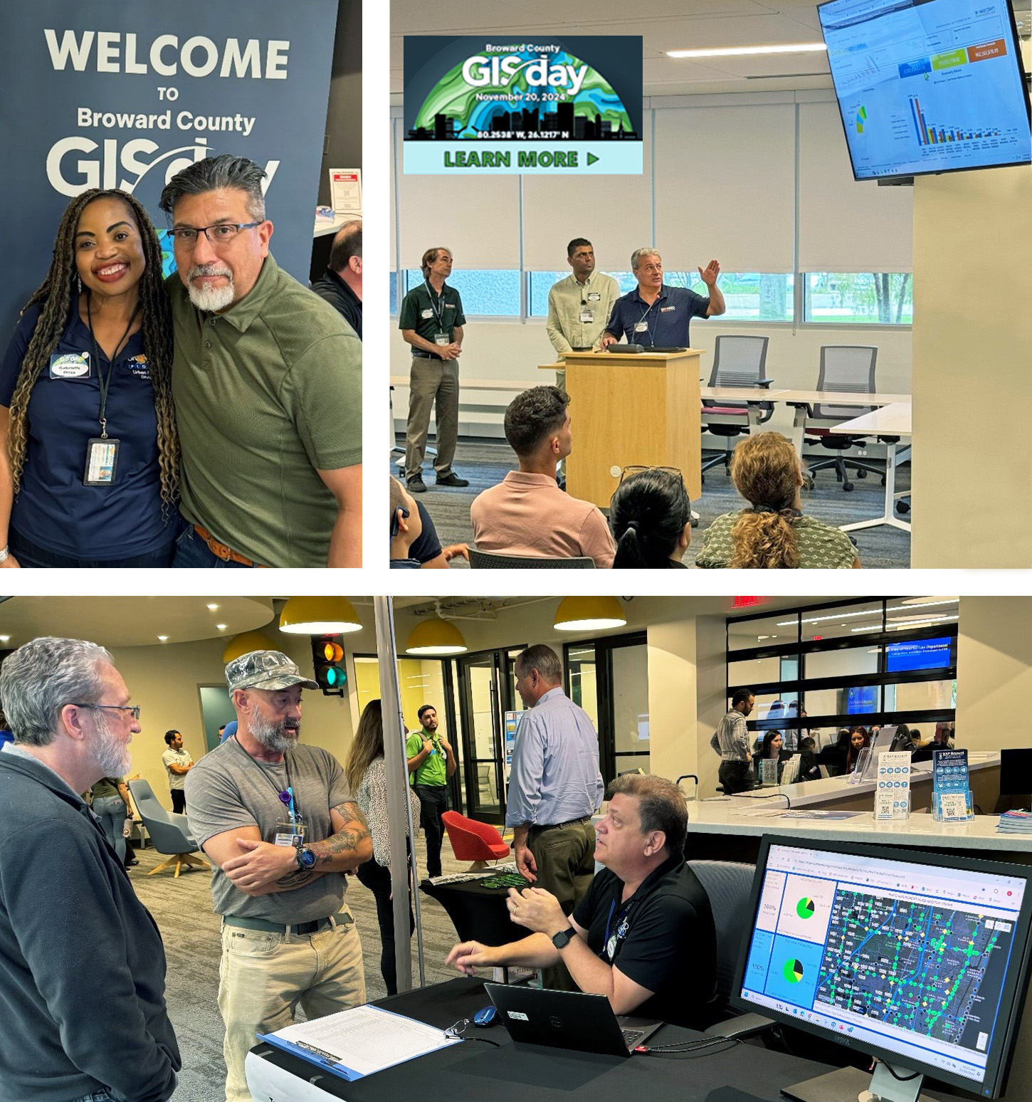 Collage of Broward County Employees and visitors at GIS Day